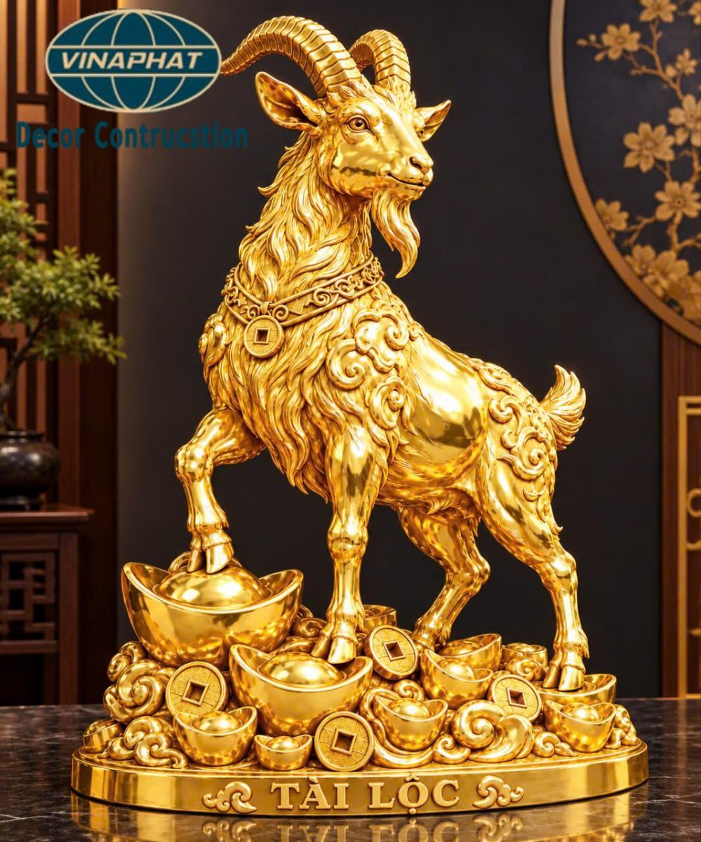 quà tặng tượng con dê dát vàng